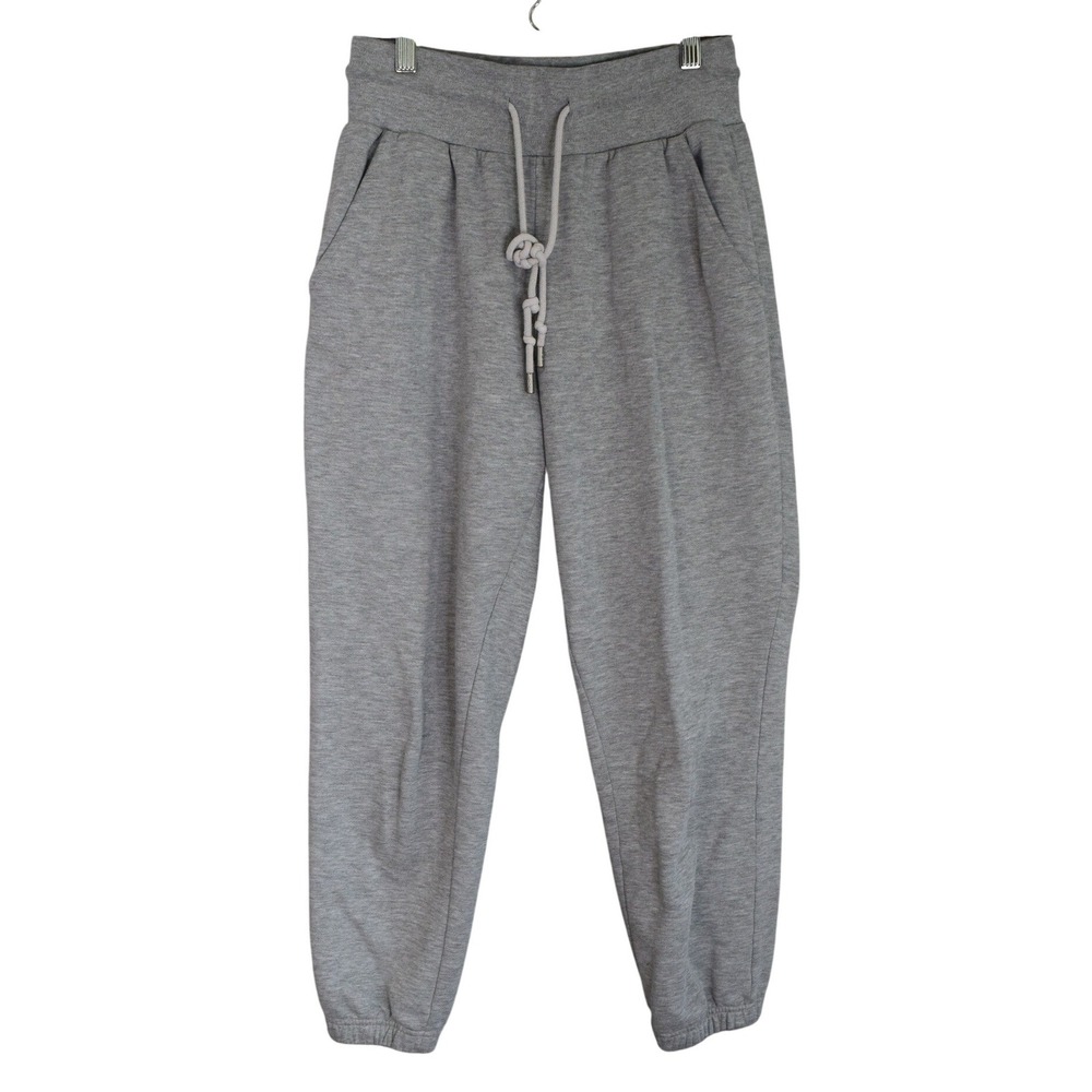 Alo Yoga Sweatpants Joggers Small Heather Grey High Waist Drawstring Fleece